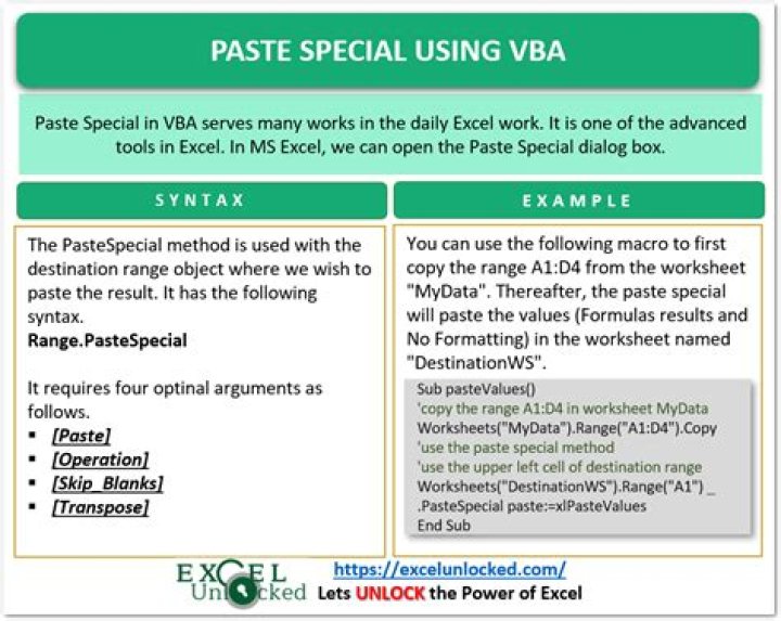 How do I paste special values in Excel VBA?