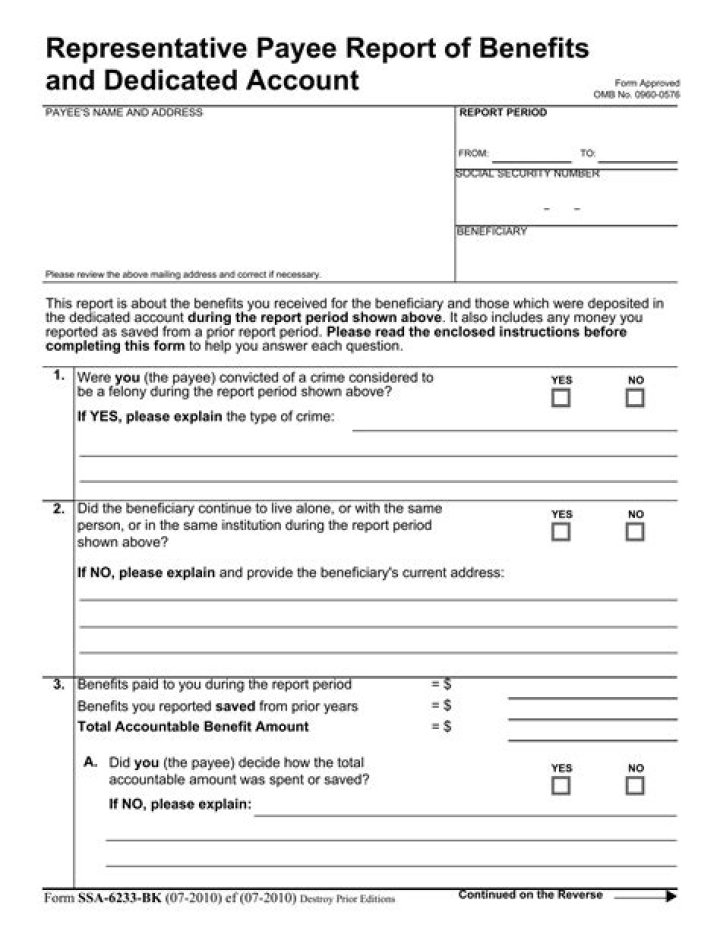 What is a representative payee report?