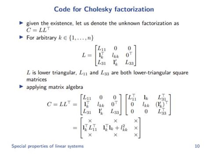 What is Cholesky factorization used for?